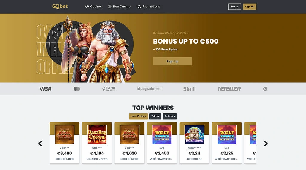 Gqbet Casino Homepage